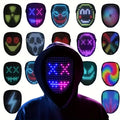 LED Mask with Gesture Sensing Light up Face Transforming Led Halloween Mask for Kids Men Women Costume Cosplay Party